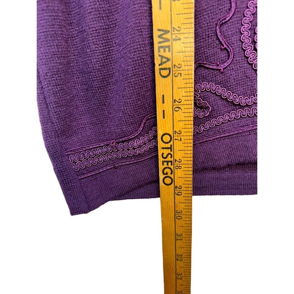 Adolfo Collectibles Womens Embroidered Cardigan Sweater M Purple Cottagecore - Picture 5 of 9